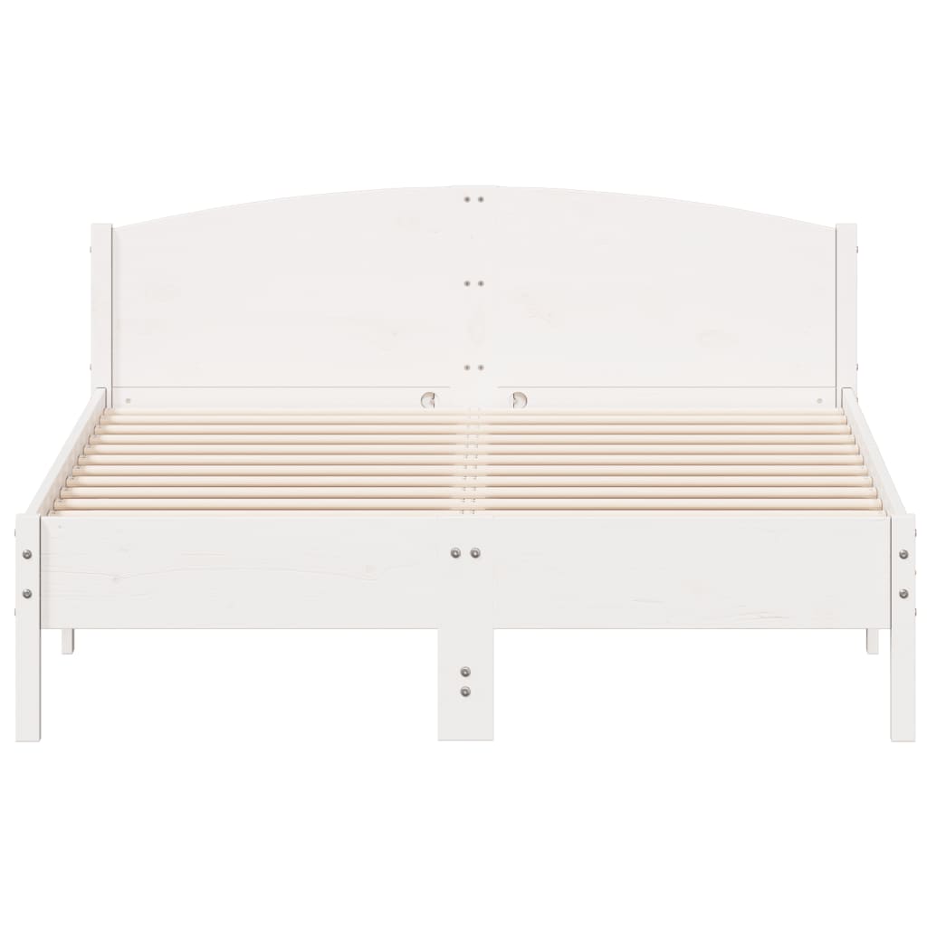 Cadre de lit sans matelas blanc 150x200 cm bois de pin massif - XIOS