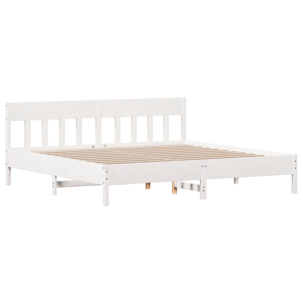 Cadre de lit sans matelas blanc 200x200 cm bois massif de pin - XIOS