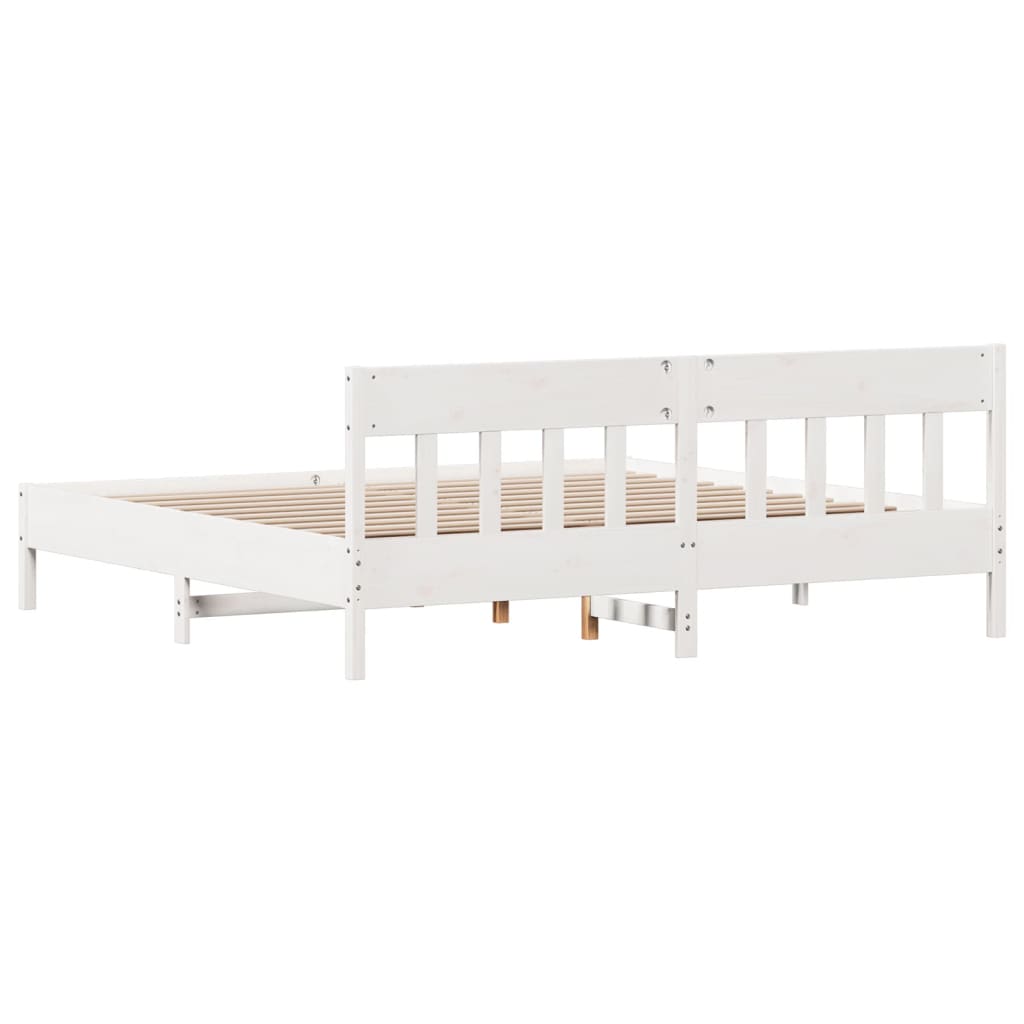 Cadre de lit sans matelas blanc 200x200 cm bois massif de pin - XIOS