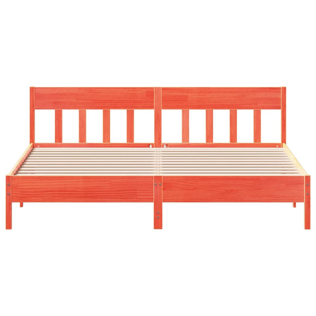 Cadre de lit sans matelas cire marron 200x200cm bois pin massif - XIOS