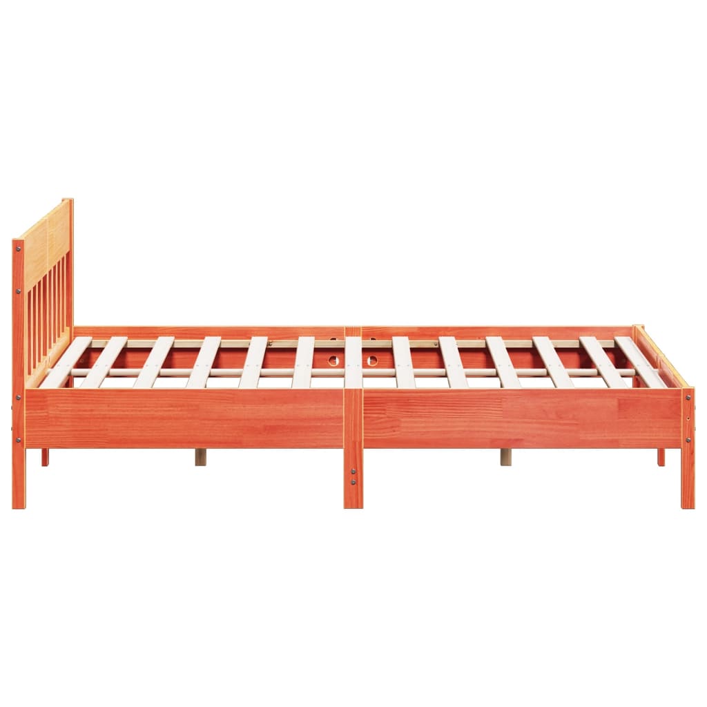 Cadre de lit sans matelas cire marron 200x200cm bois pin massif - XIOS