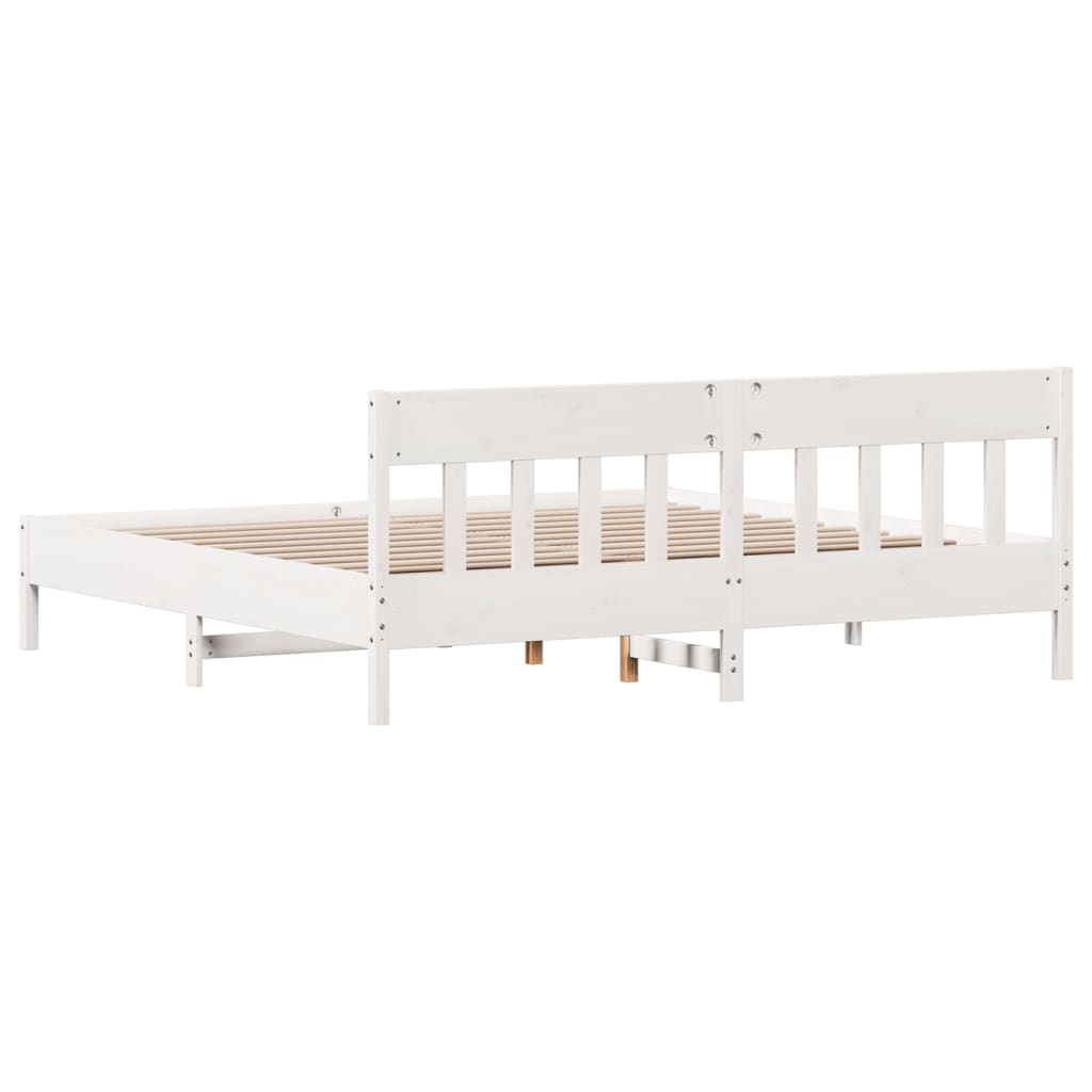 Cadre de lit sans matelas blanc 180x200 cm bois massif de pin - XIOS
