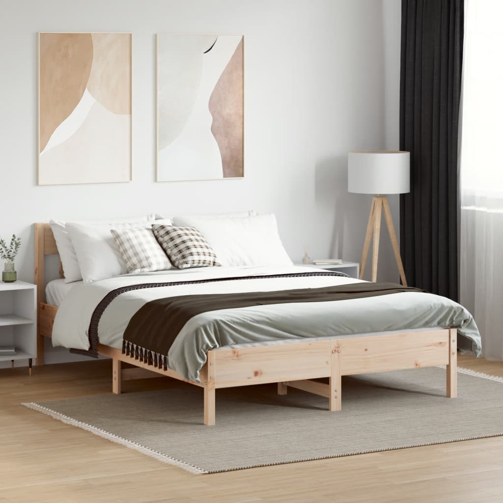 Cadre de lit sans matelas 160x200 cm bois massif de pin - XIOS