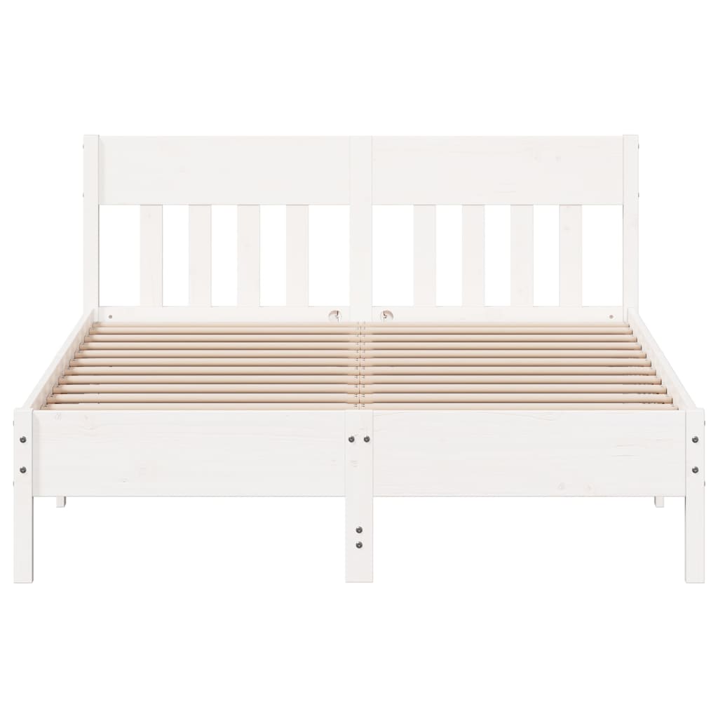 Cadre de lit sans matelas blanc 160x200 cm bois de pin massif - XIOS
