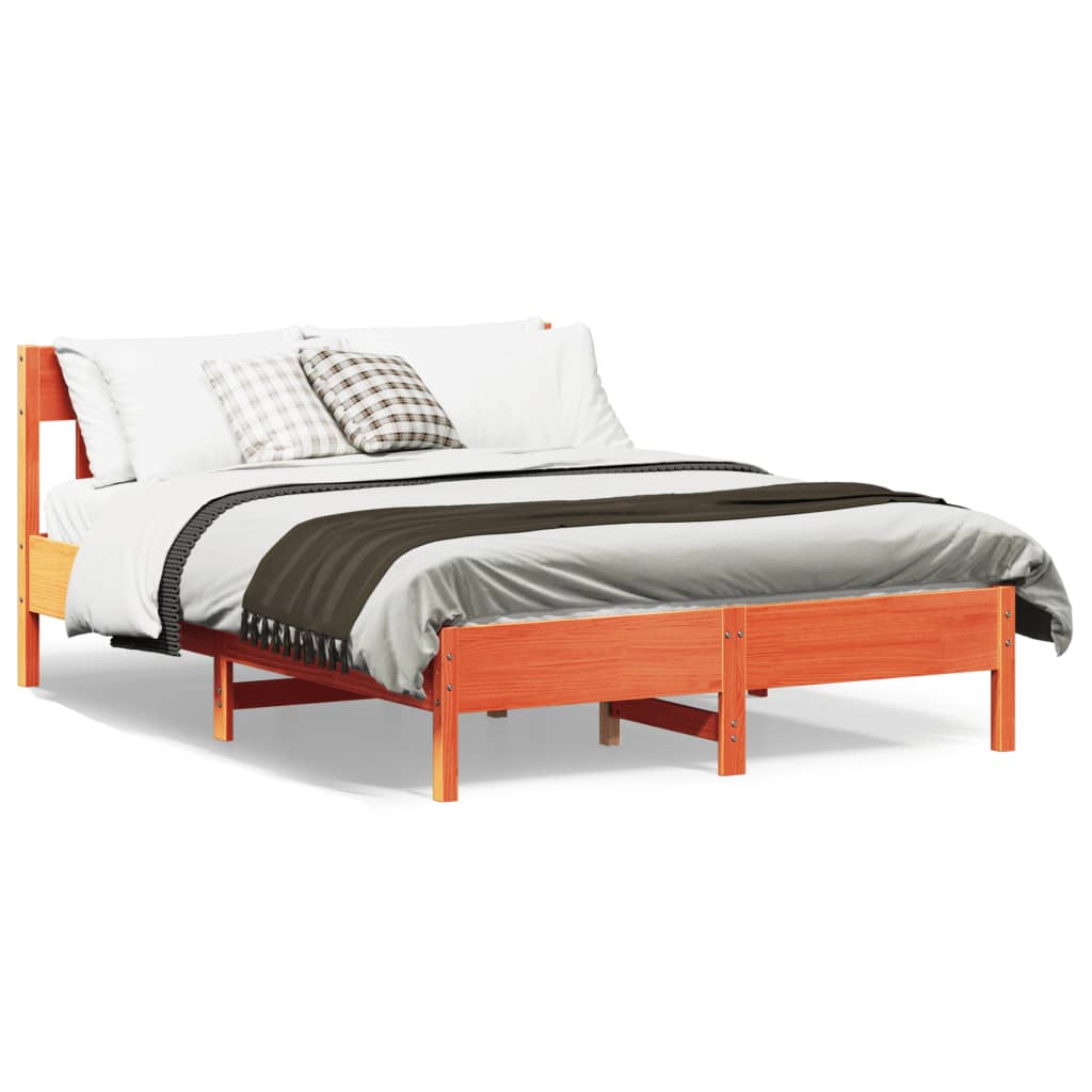 Cadre de lit sans matelas cire marron 160x200cm bois pin massif - XIOS