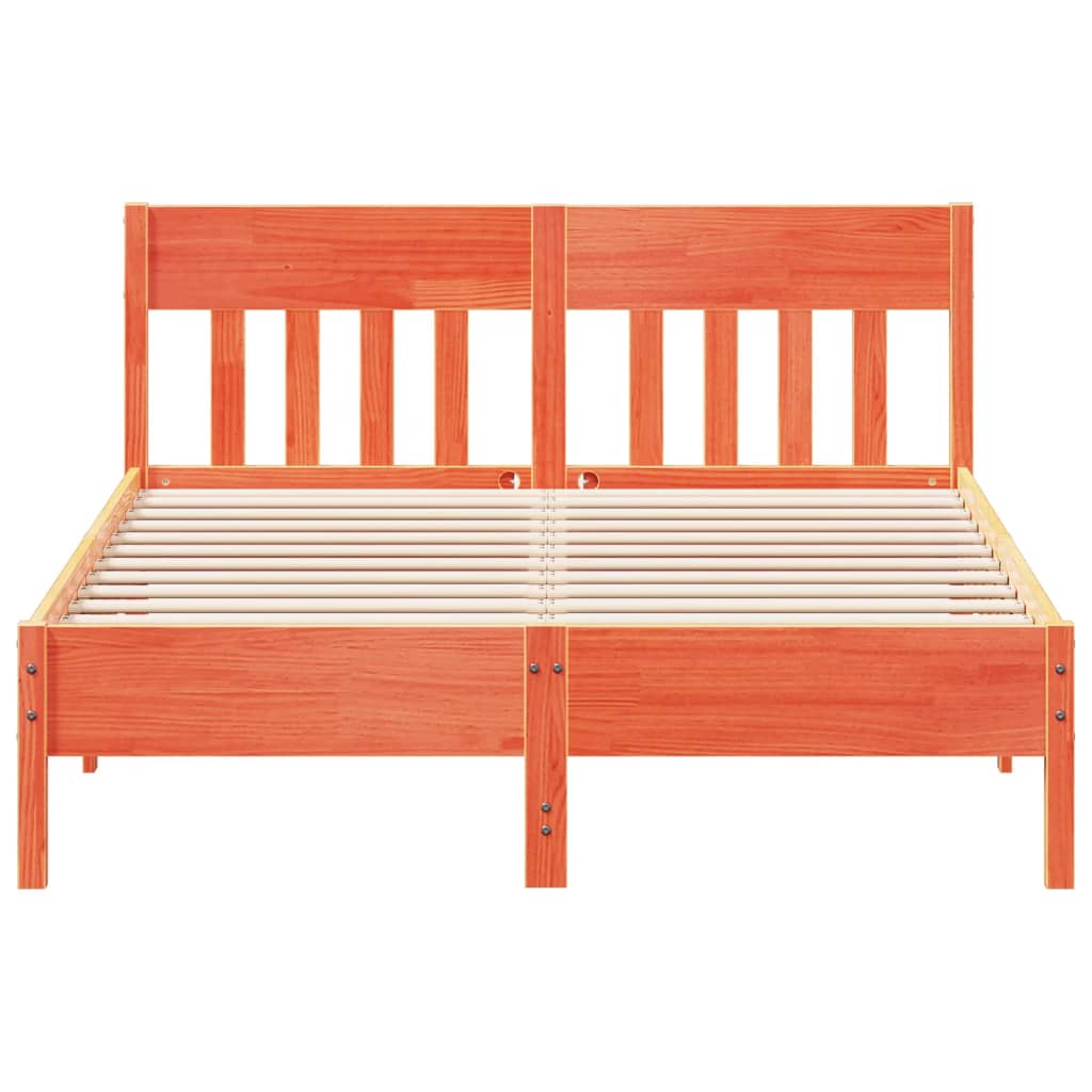 Cadre de lit sans matelas cire marron 160x200cm bois pin massif - XIOS