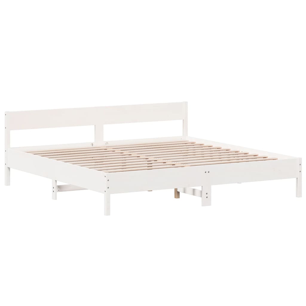 Cadre de lit sans matelas blanc 200x200 cm bois massif de pin - XIOS