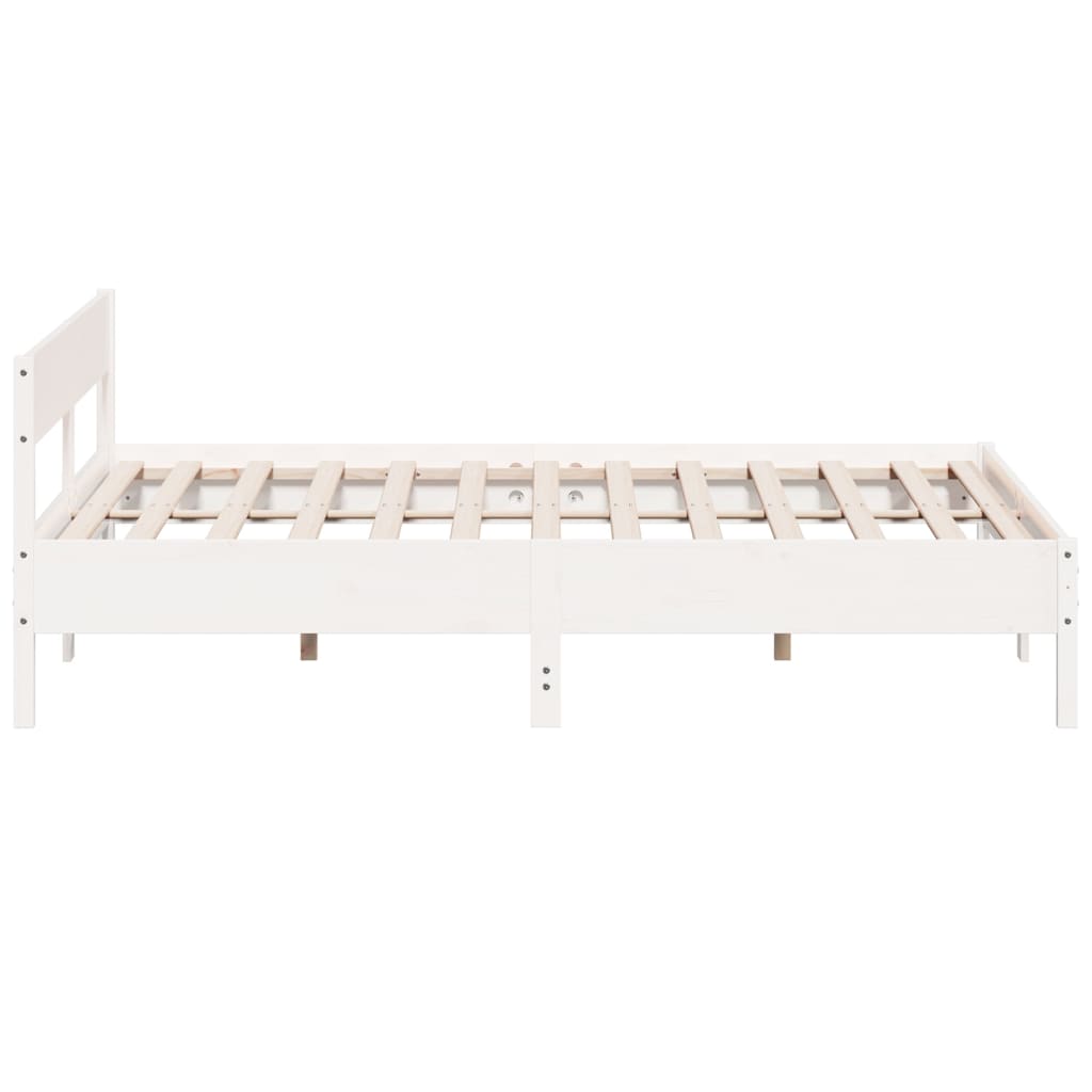 Cadre de lit sans matelas blanc 200x200 cm bois massif de pin - XIOS