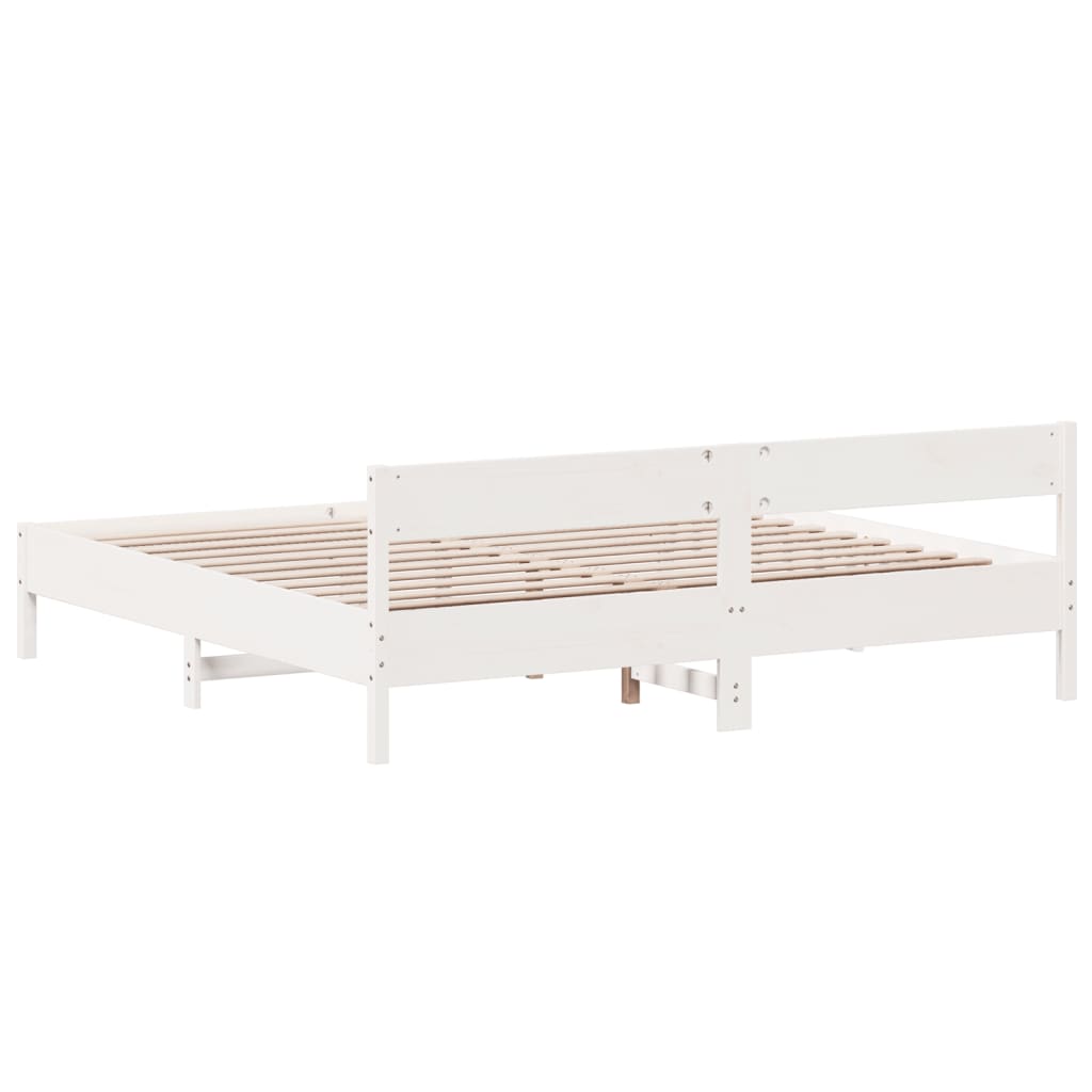 Cadre de lit sans matelas blanc 200x200 cm bois massif de pin - XIOS