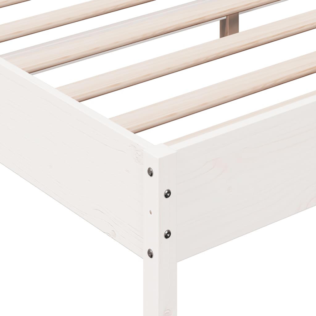 Cadre de lit sans matelas blanc 200x200 cm bois massif de pin - XIOS