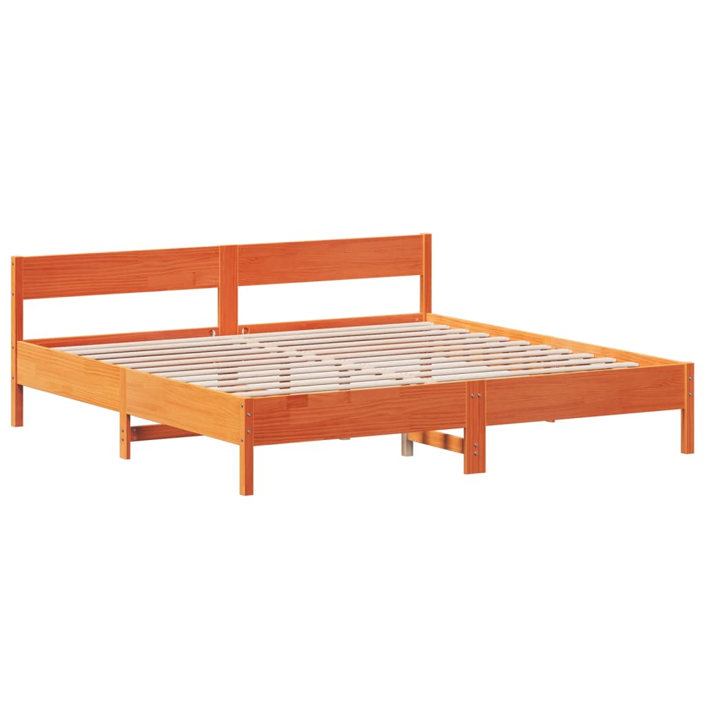 Cadre de lit sans matelas cire marron 200x200cm bois pin massif - XIOS