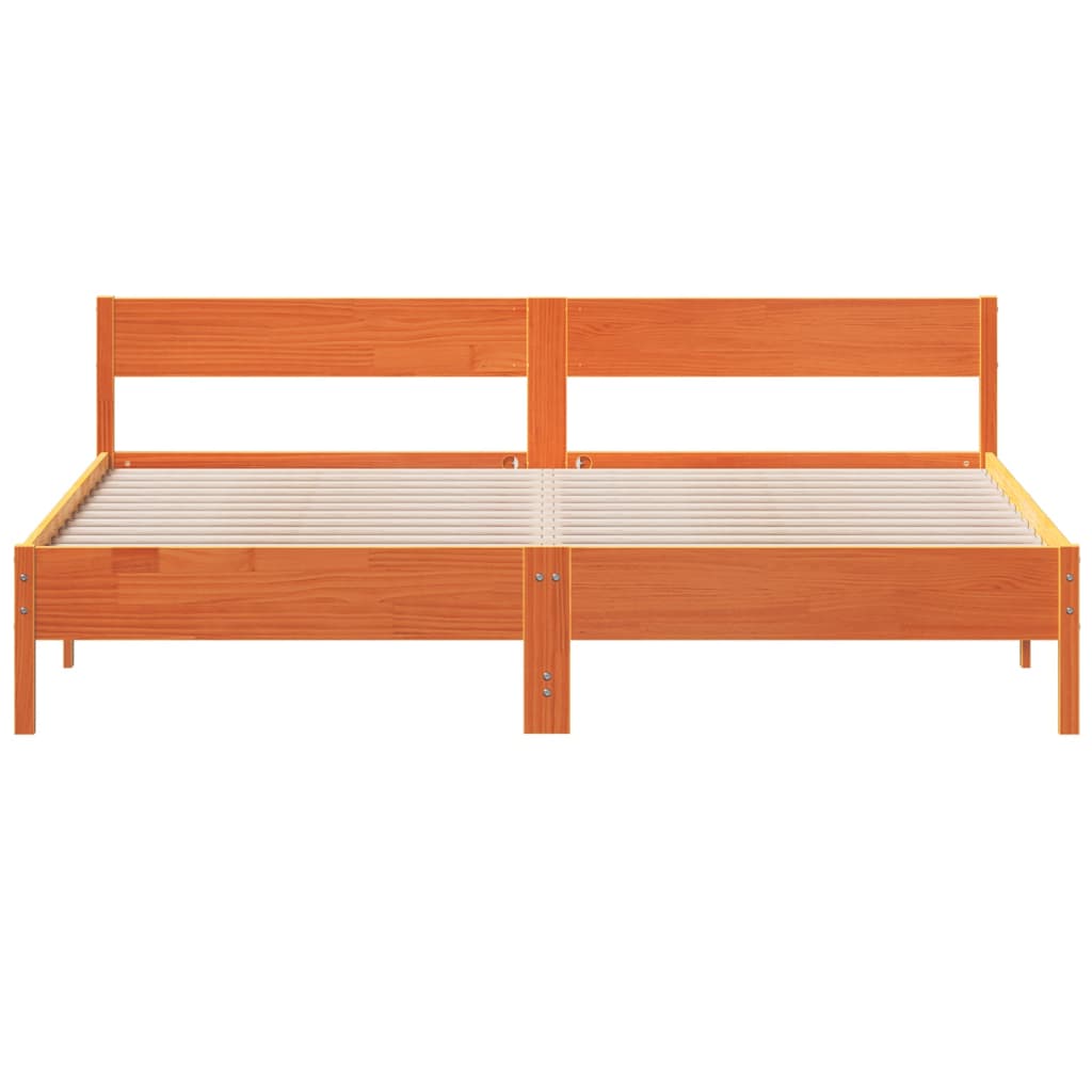 Cadre de lit sans matelas cire marron 200x200cm bois pin massif - XIOS