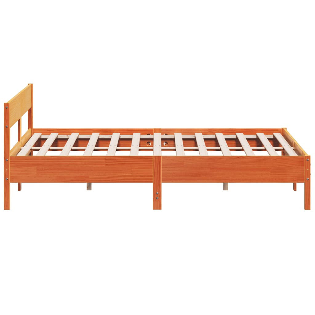 Cadre de lit sans matelas cire marron 200x200cm bois pin massif - XIOS