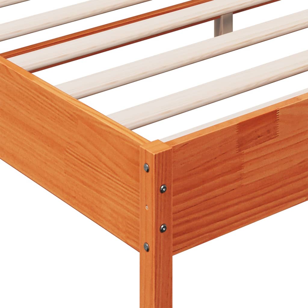 Cadre de lit sans matelas cire marron 200x200cm bois pin massif - XIOS