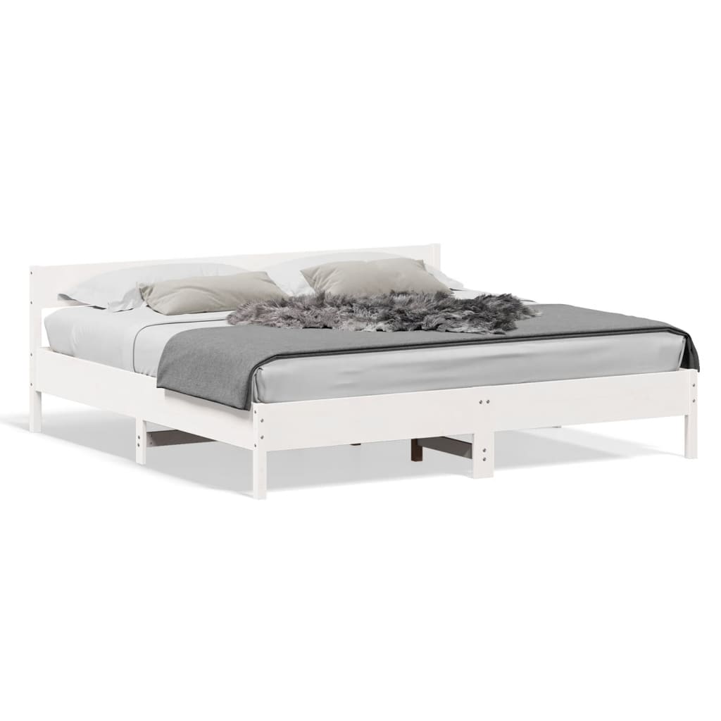 Cadre de lit sans matelas blanc 180x200 cm bois massif de pin - XIOS