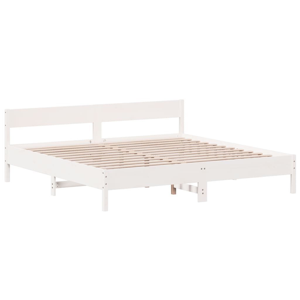 Cadre de lit sans matelas blanc 180x200 cm bois massif de pin - XIOS