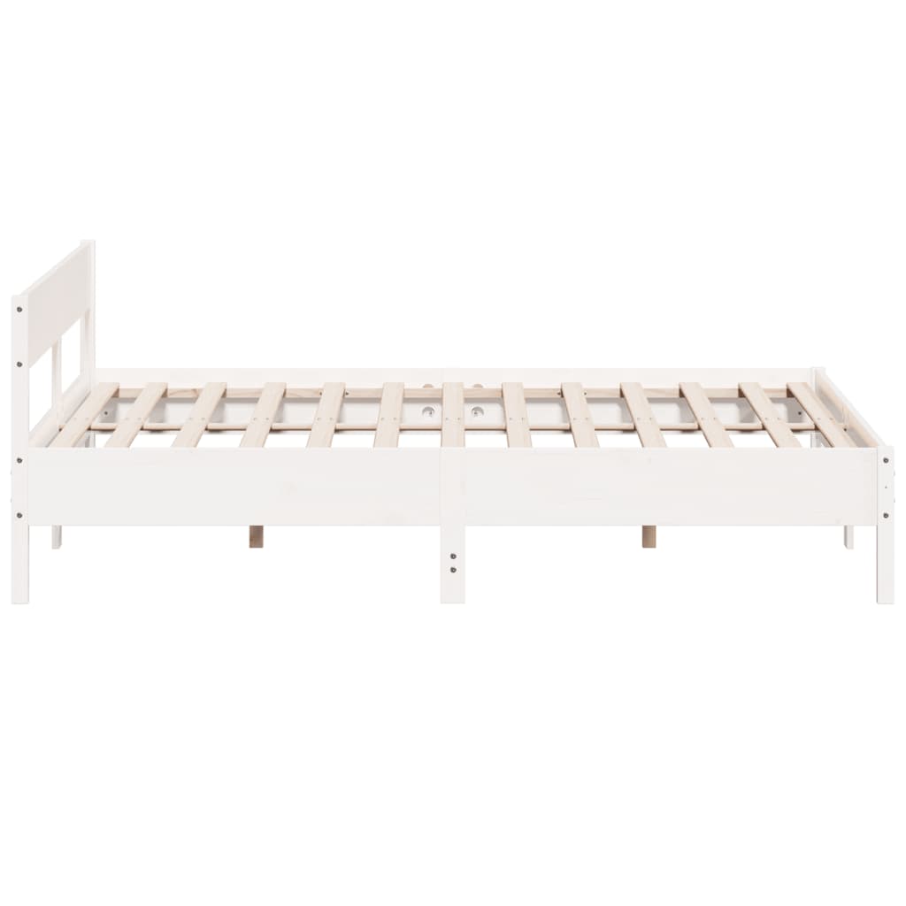 Cadre de lit sans matelas blanc 180x200 cm bois massif de pin - XIOS
