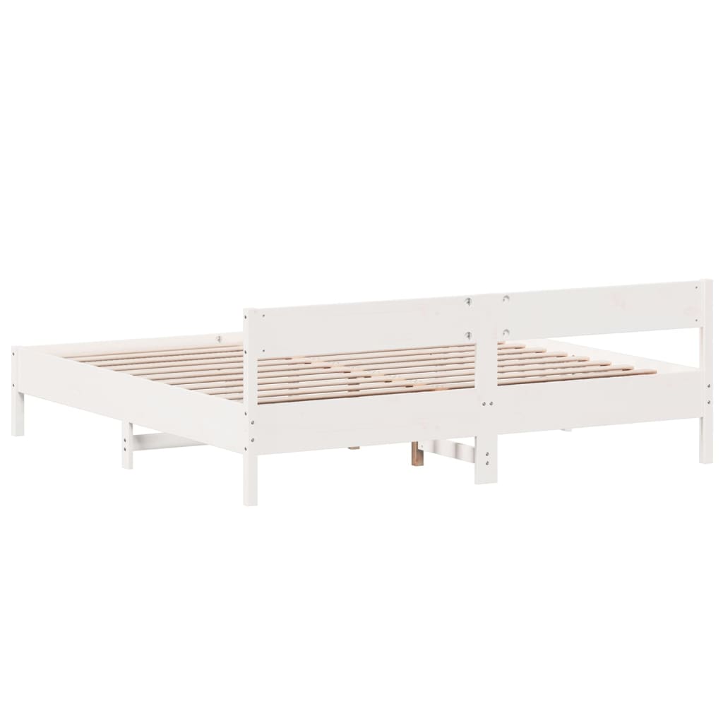 Cadre de lit sans matelas blanc 180x200 cm bois massif de pin - XIOS