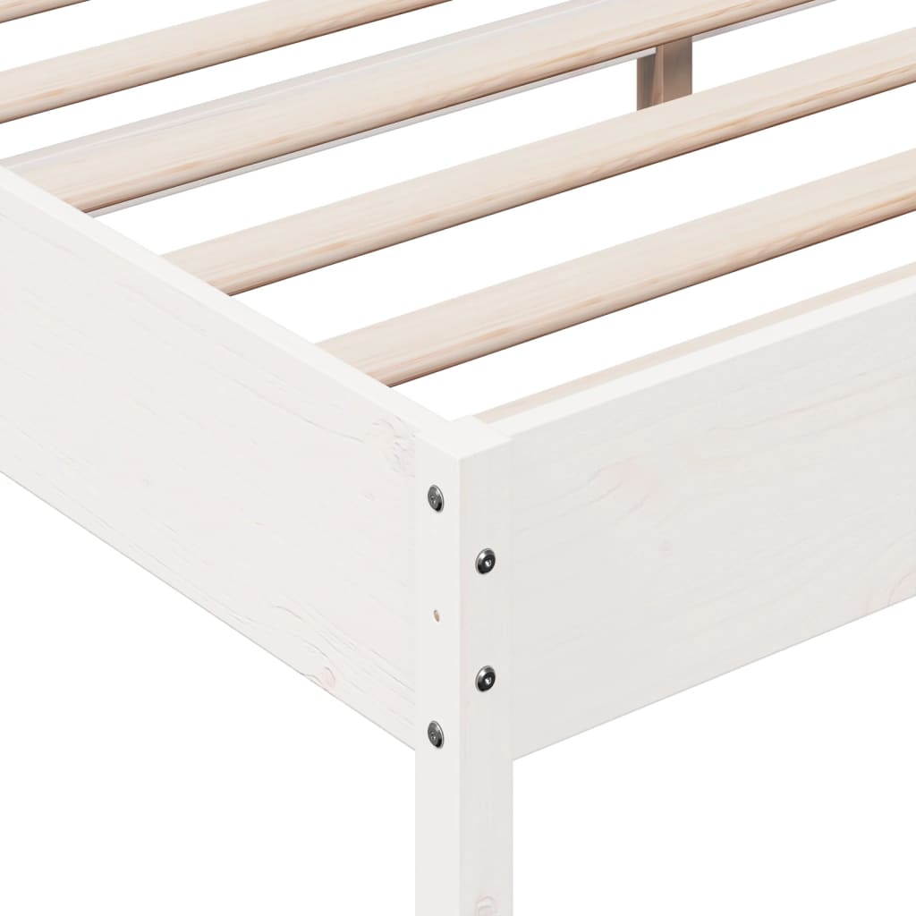 Cadre de lit sans matelas blanc 180x200 cm bois massif de pin - XIOS