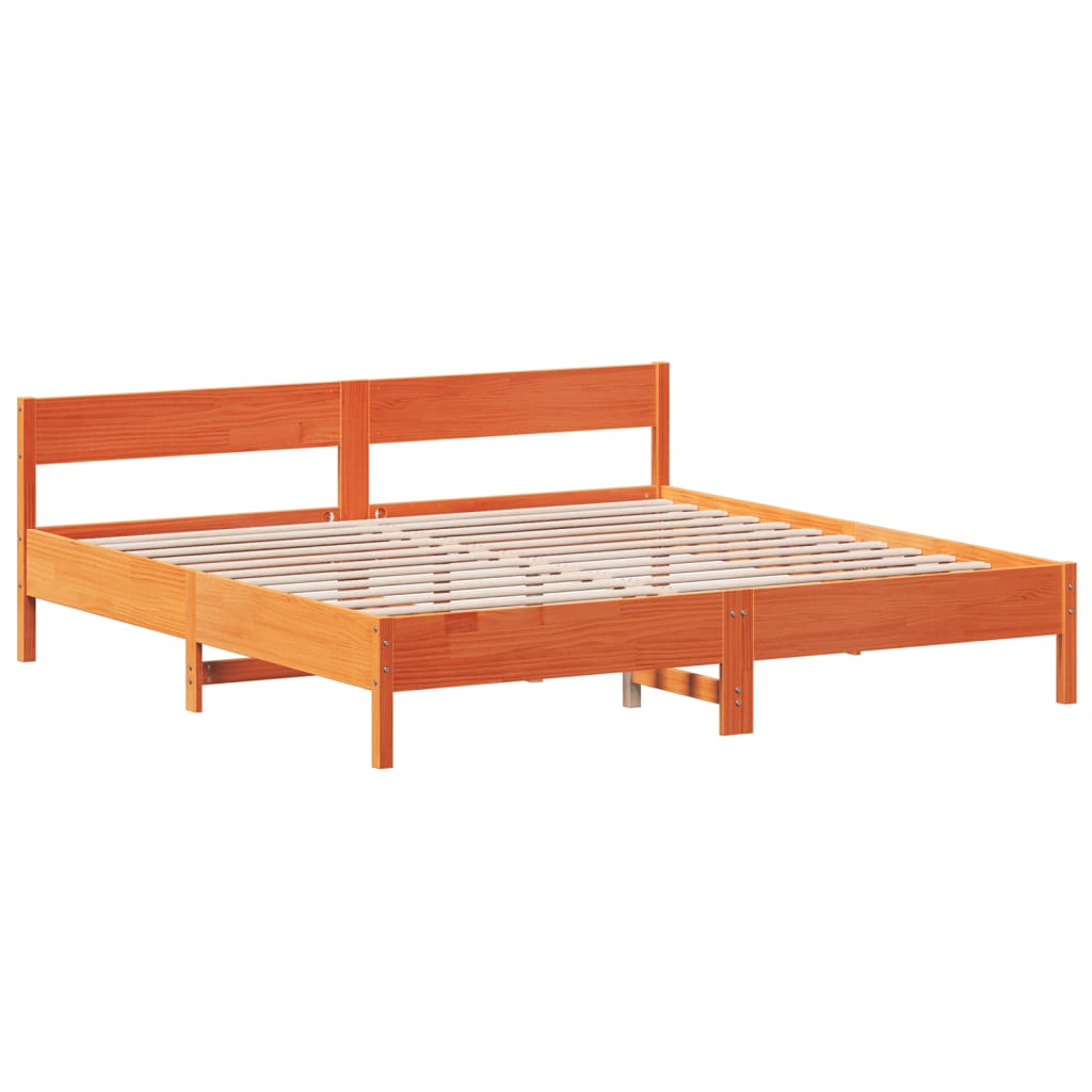 Cadre de lit sans matelas cire marron 180x200cm bois pin massif - XIOS