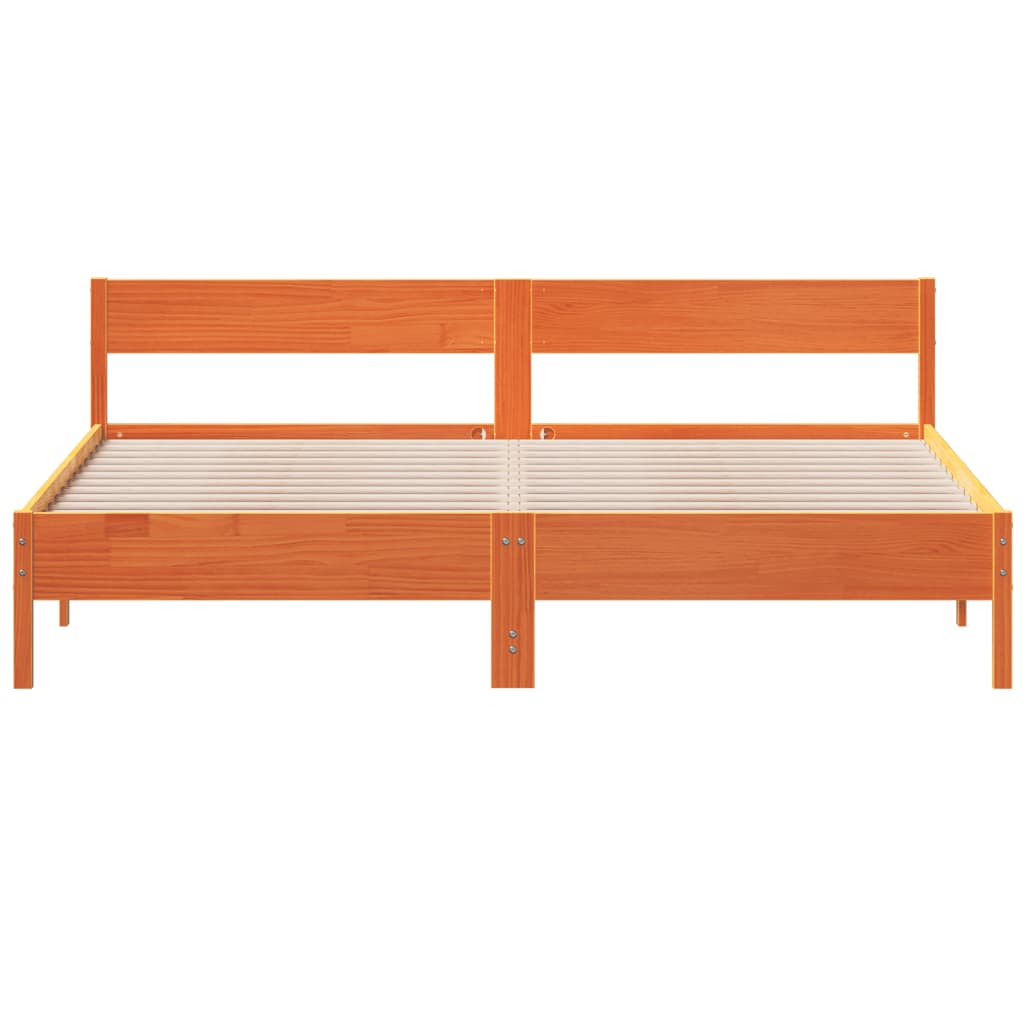 Cadre de lit sans matelas cire marron 180x200cm bois pin massif - XIOS