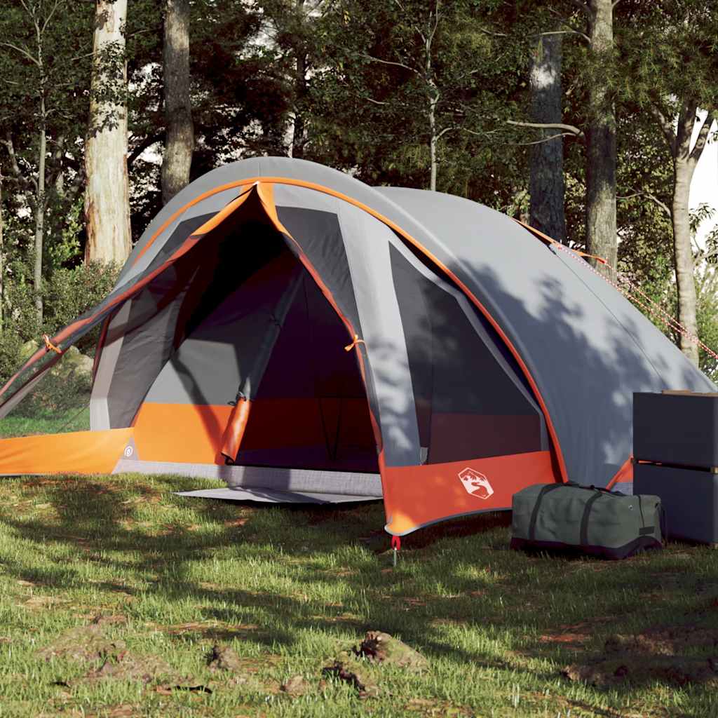 Tente de camping de cabine 4 personnes gris orange imperméable Tentes vidaXL
