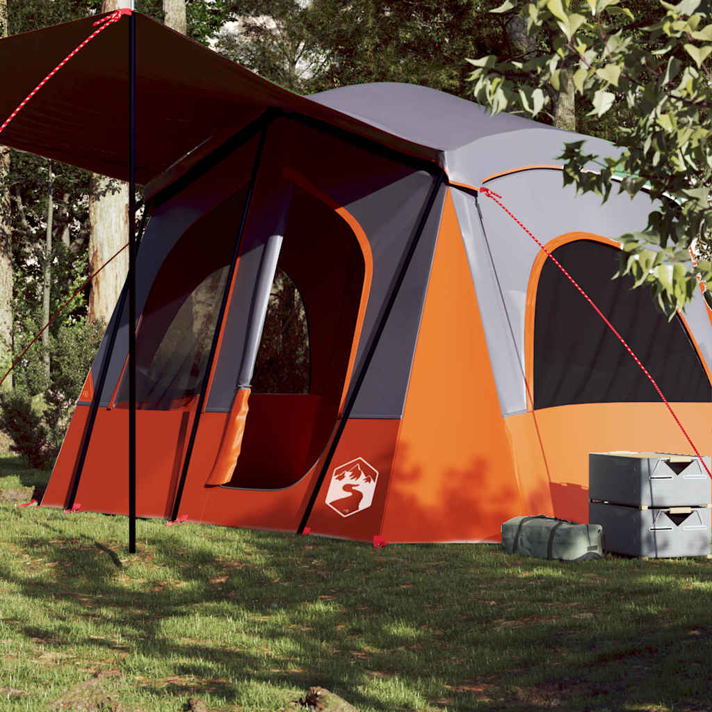 Tente de camping de cabine 5 personnes gris orange imperméable Tentes vidaXL
