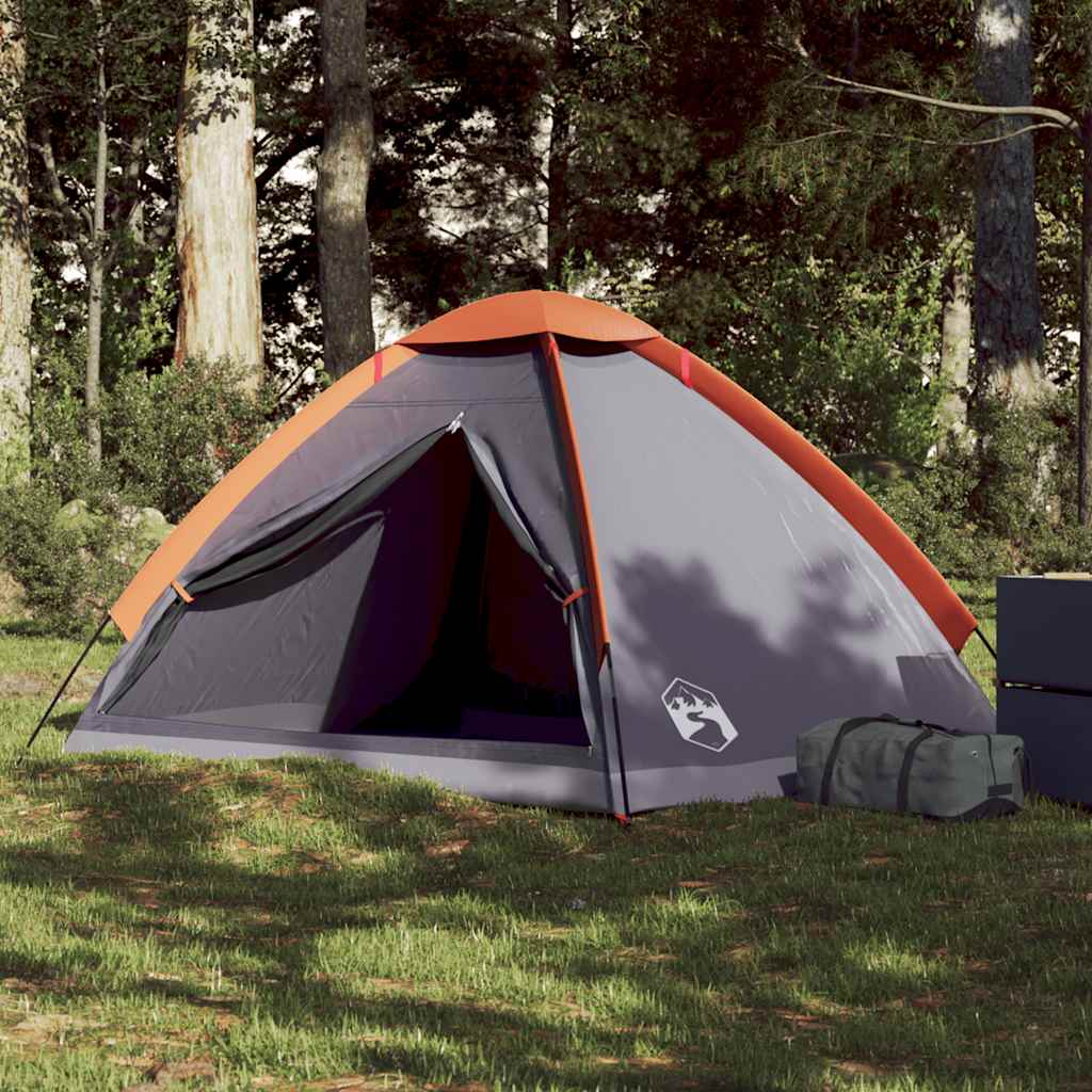 Tente de camping à dôme 2 personnes gris et orange imperméable Tentes vidaXL