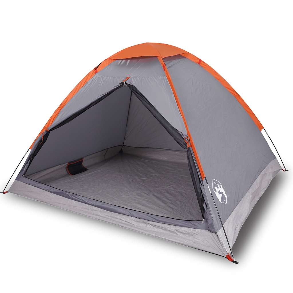 Tente de camping à dôme 4 personnes gris et orange imperméable Tentes vidaXL