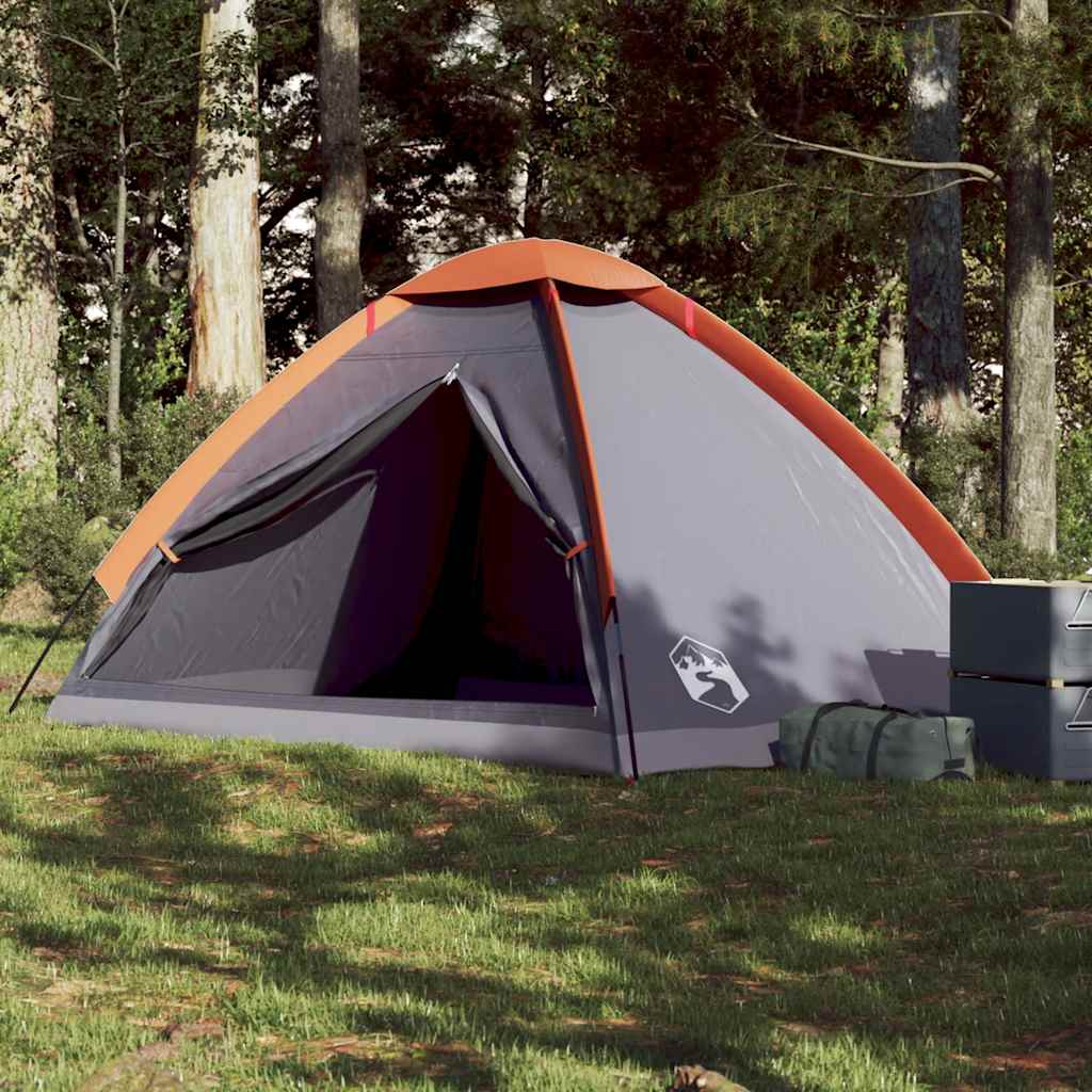 Tente de camping à dôme 4 personnes gris et orange imperméable Tentes vidaXL