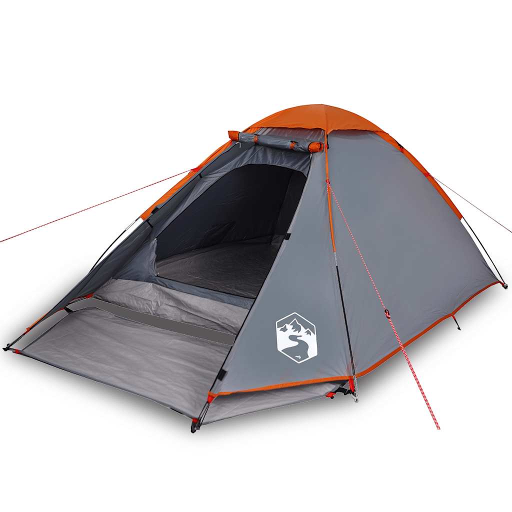 Tente de camping à dôme 2 personnes gris et orange imperméable Tentes vidaXL
