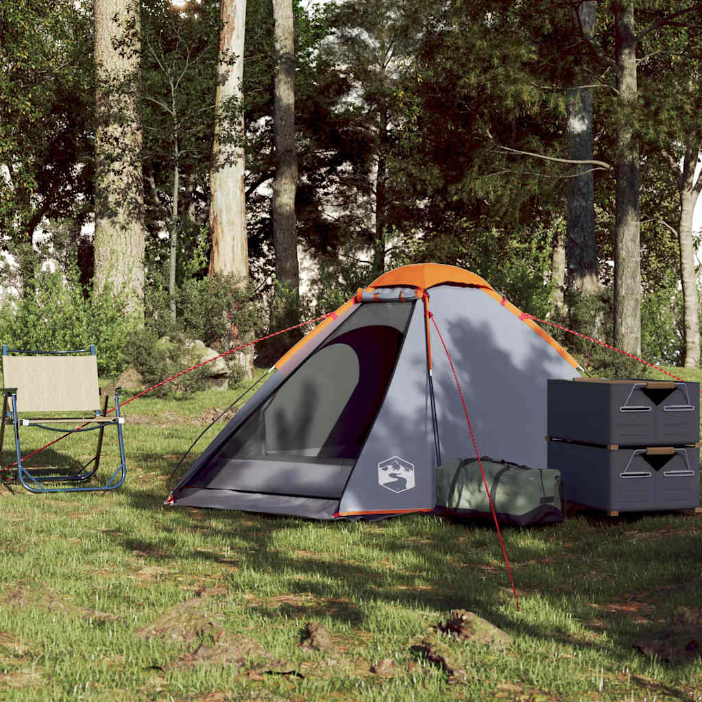 Tente de camping à dôme 2 personnes gris et orange imperméable Tentes vidaXL