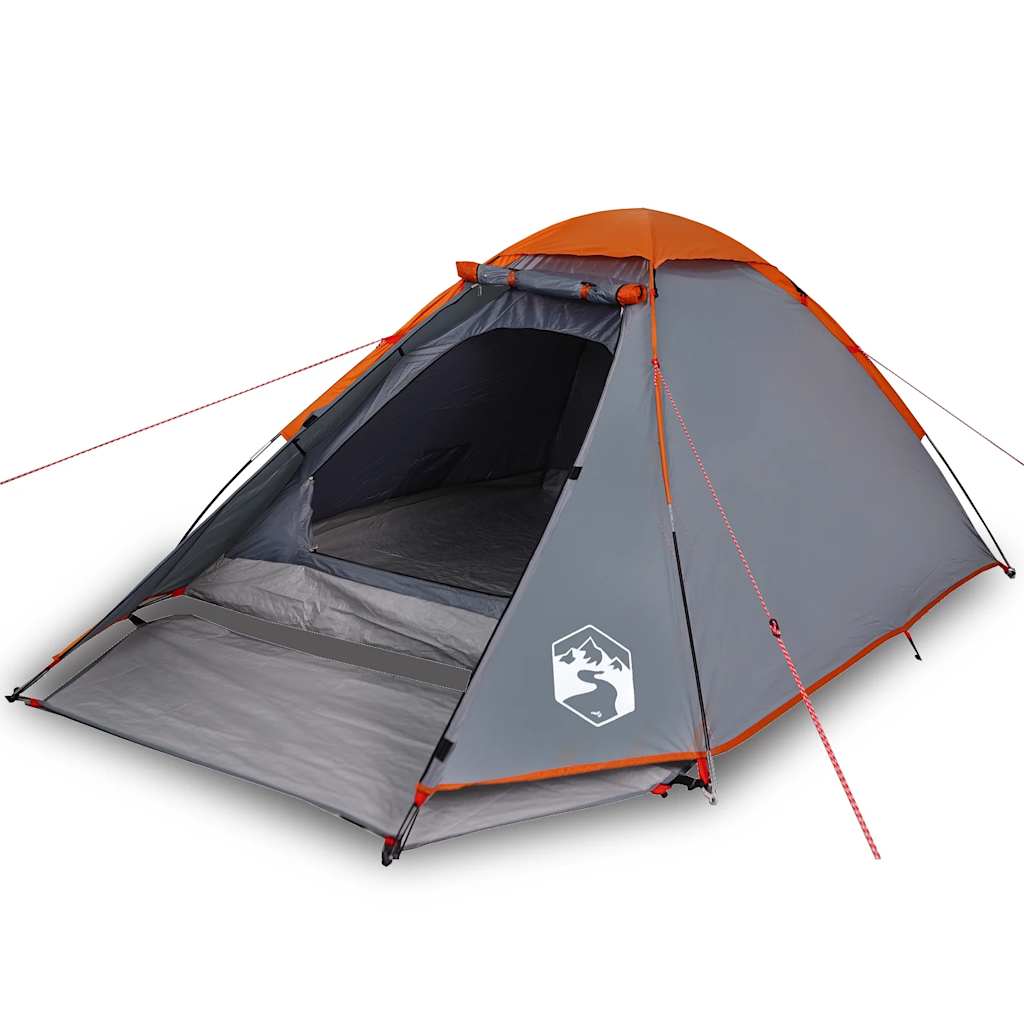 Tente de camping à dôme 4 personnes gris et orange imperméable Tentes vidaXL
