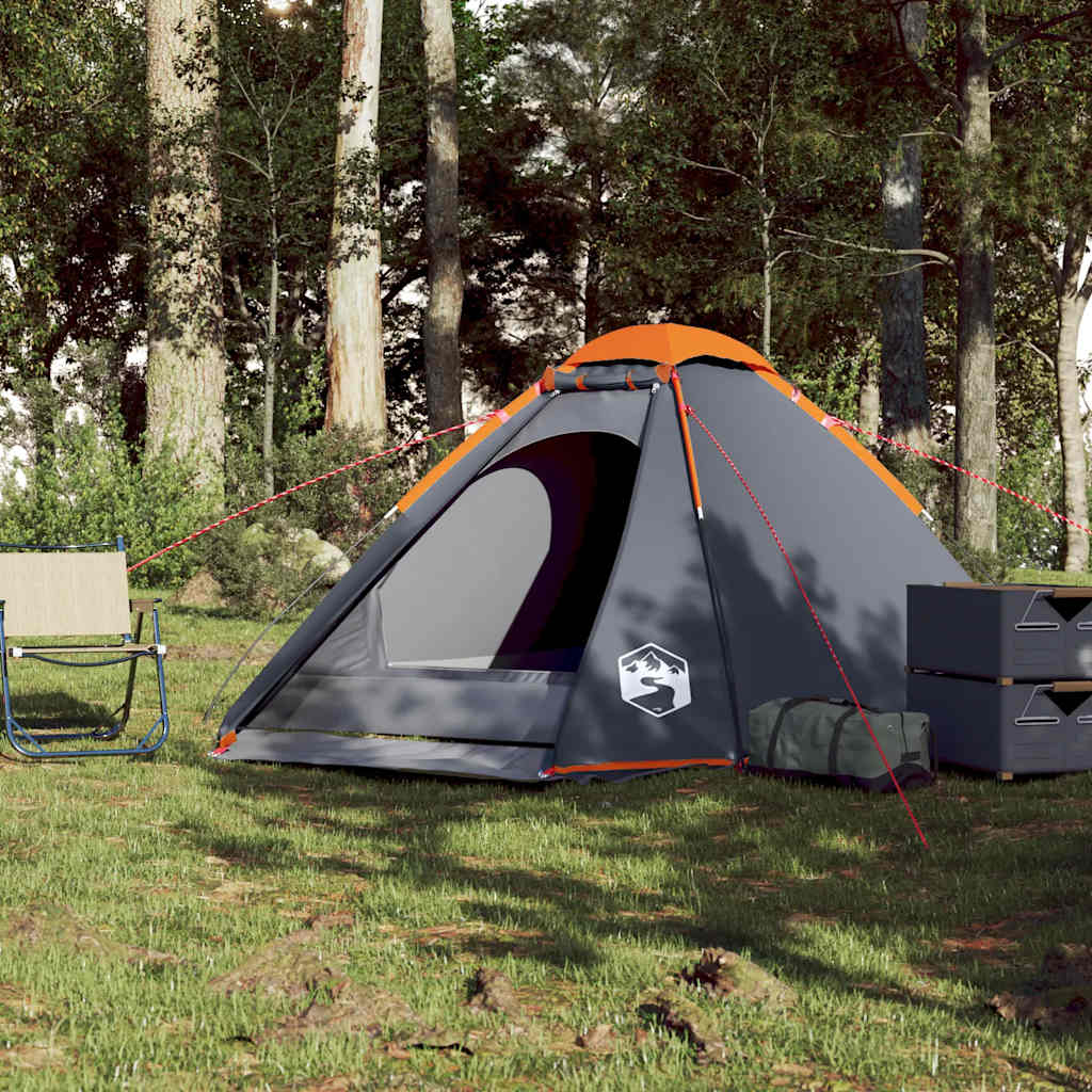 Tente de camping à dôme 4 personnes gris et orange imperméable Tentes vidaXL