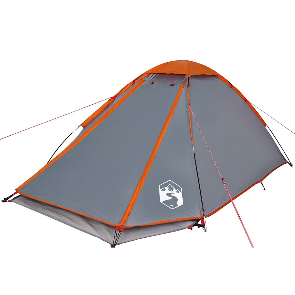 Tente de camping à dôme 4 personnes gris et orange imperméable Tentes vidaXL