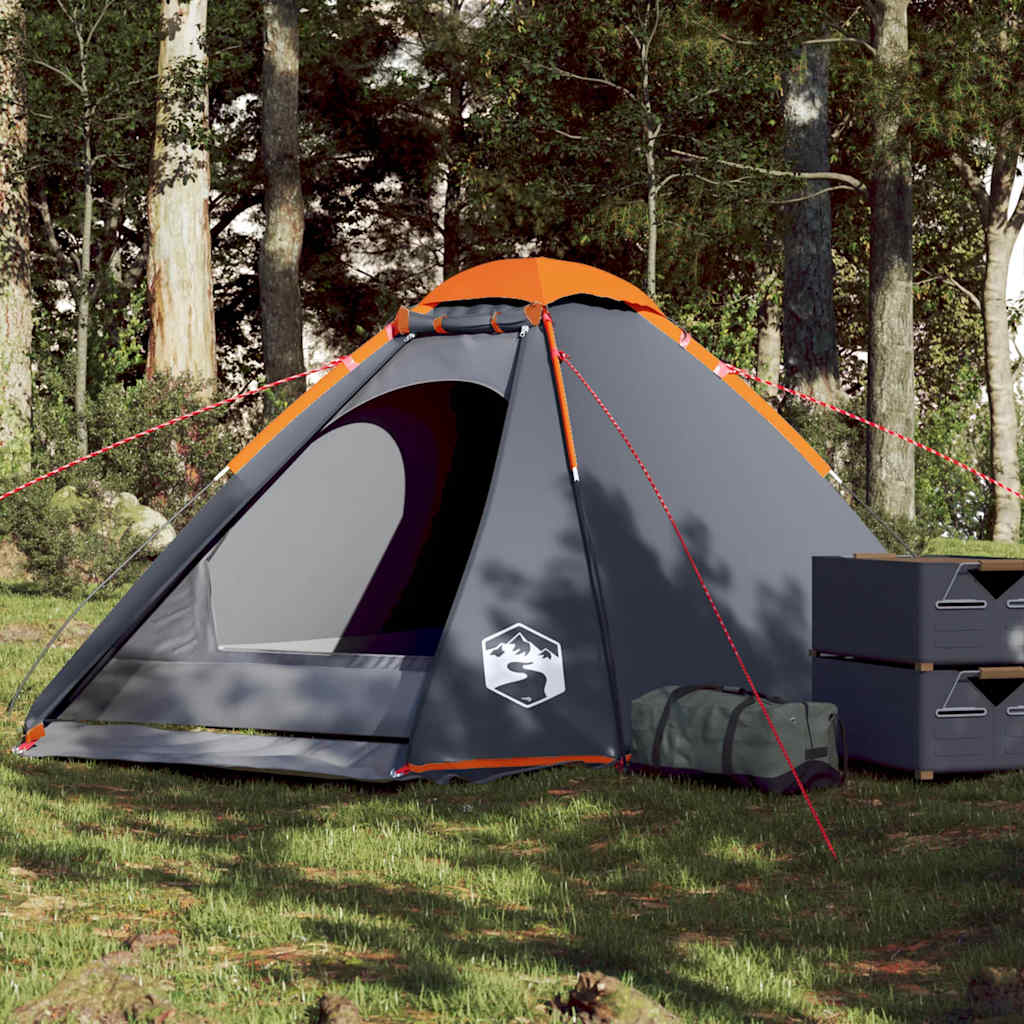 Tente de camping à dôme 4 personnes gris et orange imperméable Tentes vidaXL