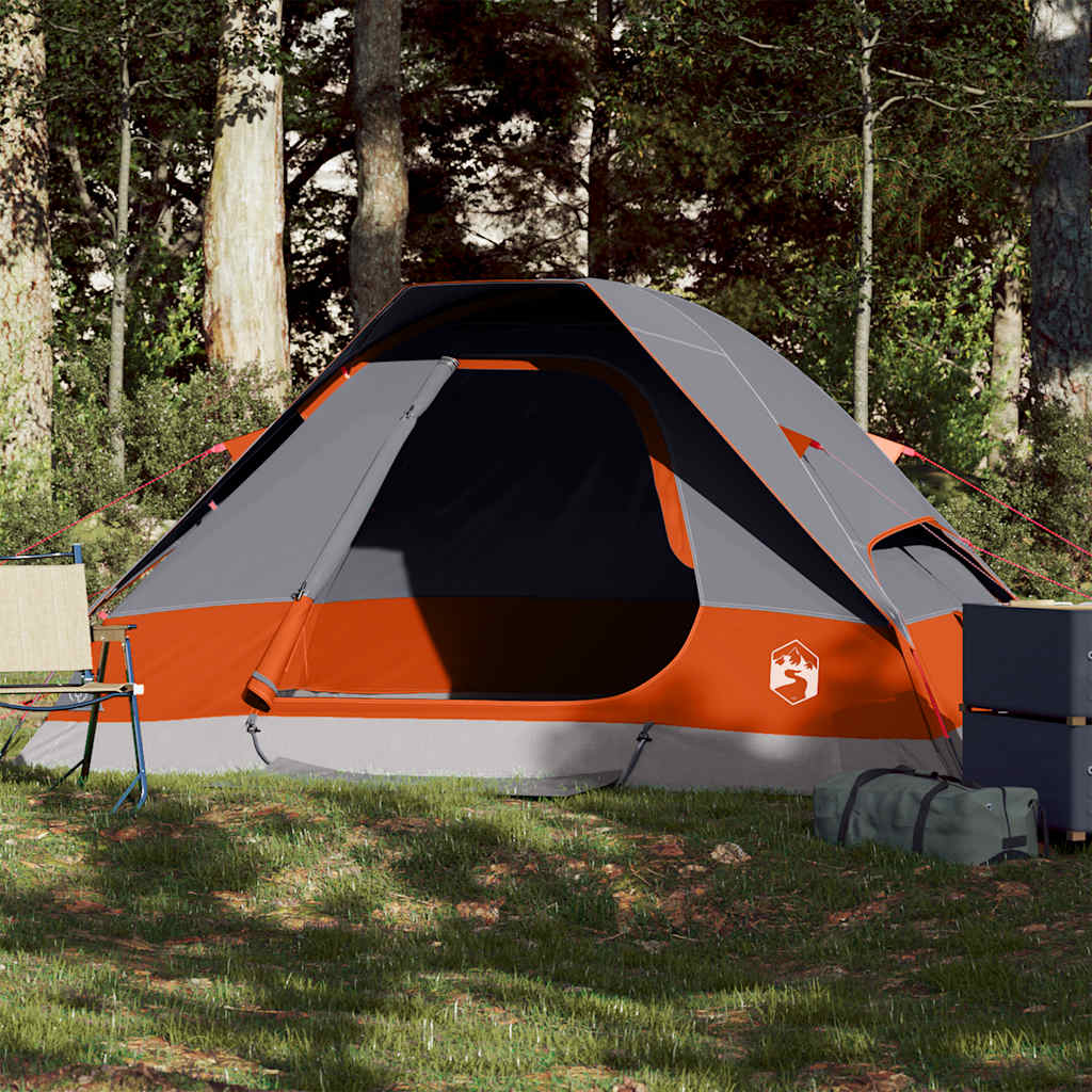 Tente de camping à dôme 2 personnes gris et orange imperméable Tentes vidaXL