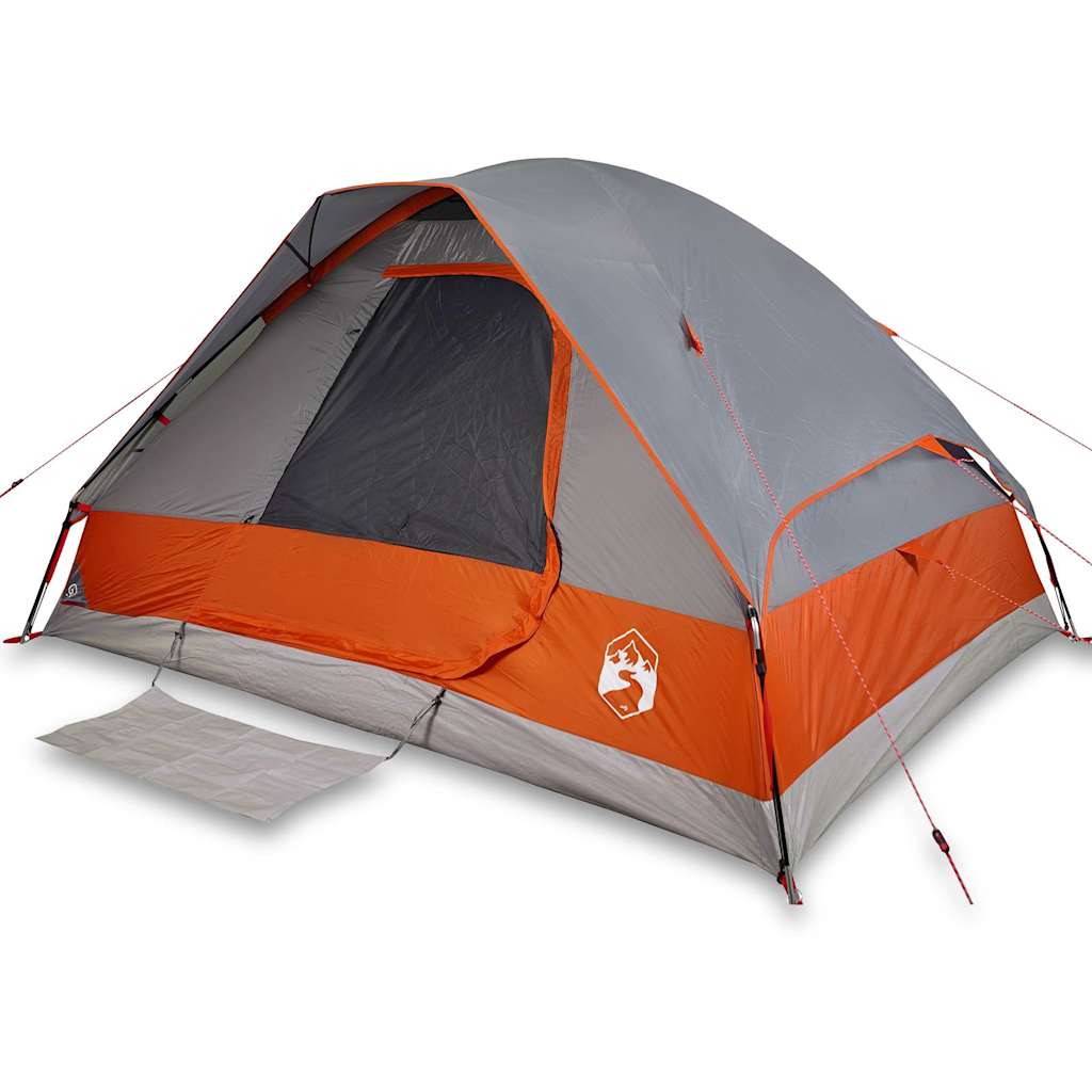 Tente de camping à dôme 4 personnes gris et orange imperméable Tentes vidaXL