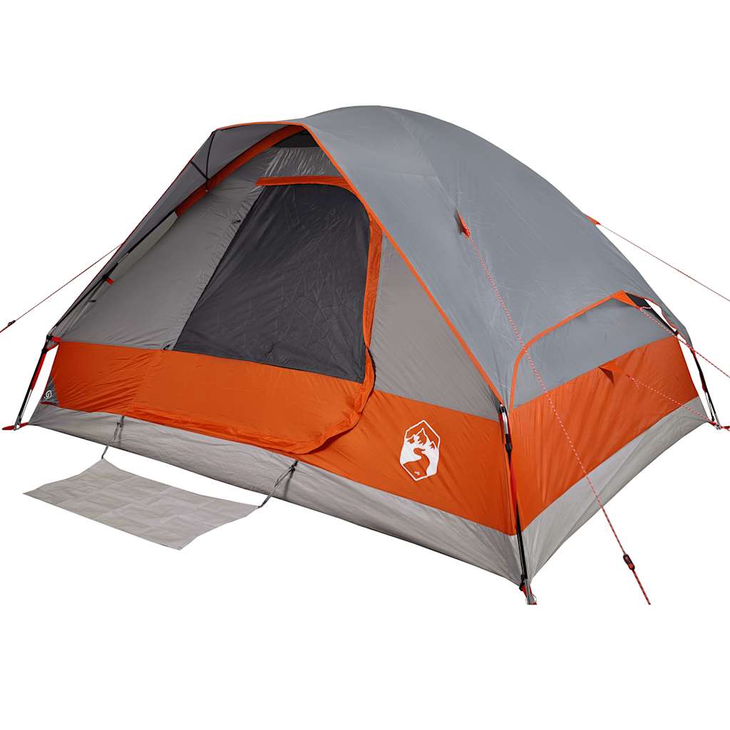 Tente de camping à dôme 4 personnes gris et orange imperméable Tentes vidaXL