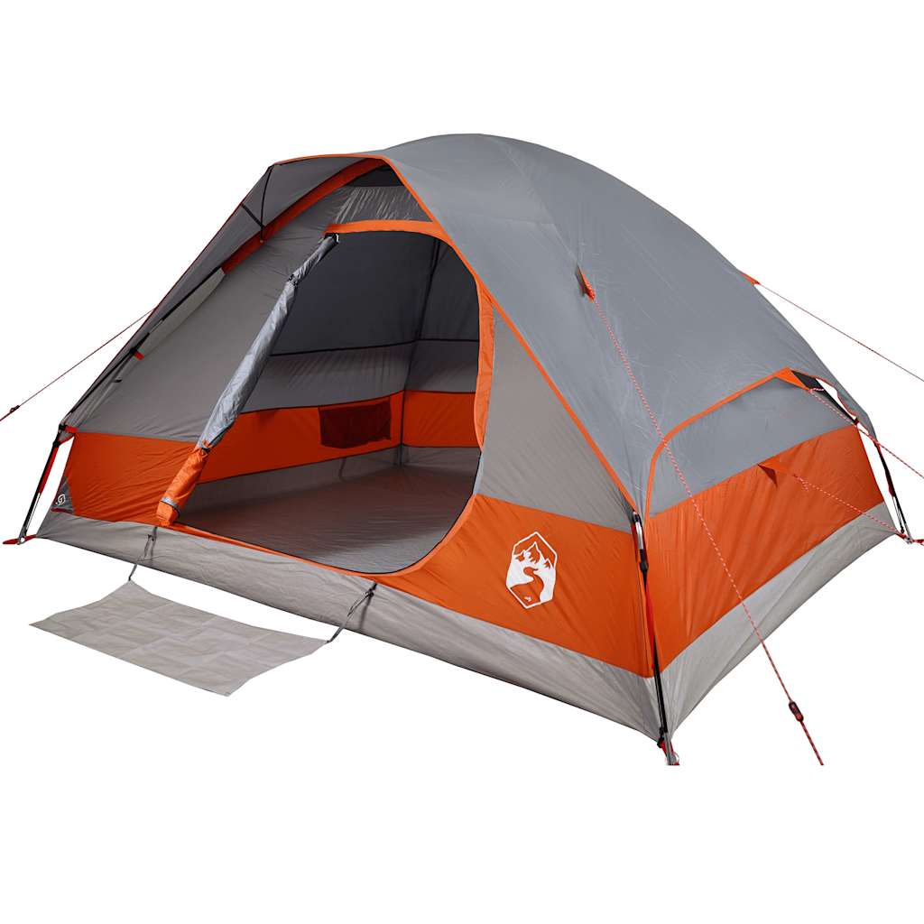 Tente de camping à dôme 4 personnes gris et orange imperméable Tentes vidaXL