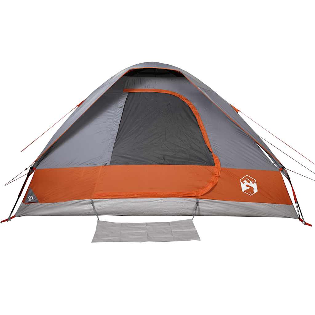 Tente de camping à dôme 4 personnes gris et orange imperméable Tentes vidaXL