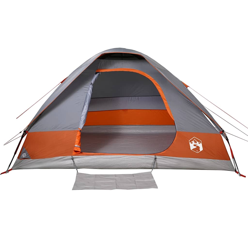 Tente de camping à dôme 4 personnes gris et orange imperméable Tentes vidaXL