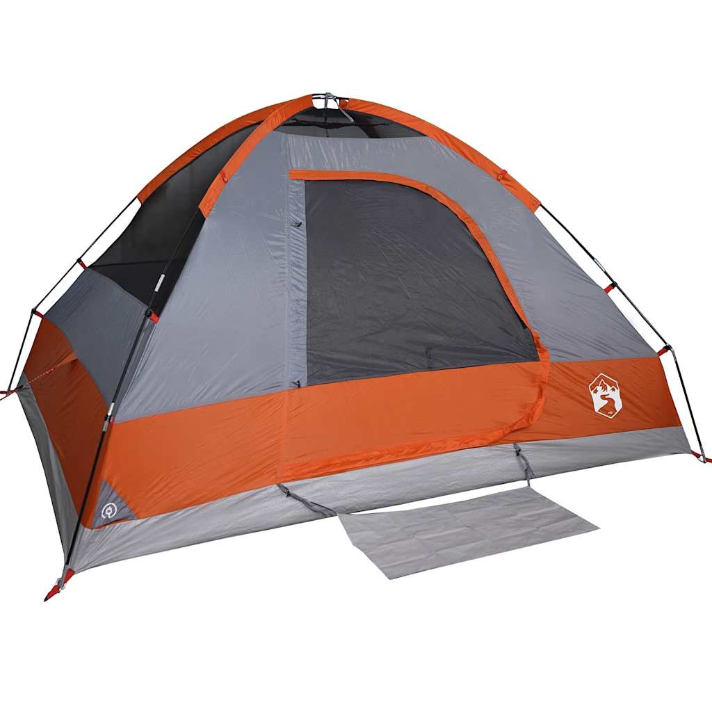 Tente de camping à dôme 4 personnes gris et orange imperméable Tentes vidaXL