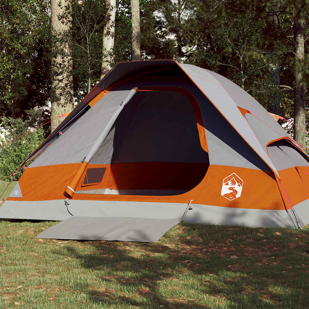 Tente de camping à dôme 4 personnes gris et orange imperméable Tentes vidaXL