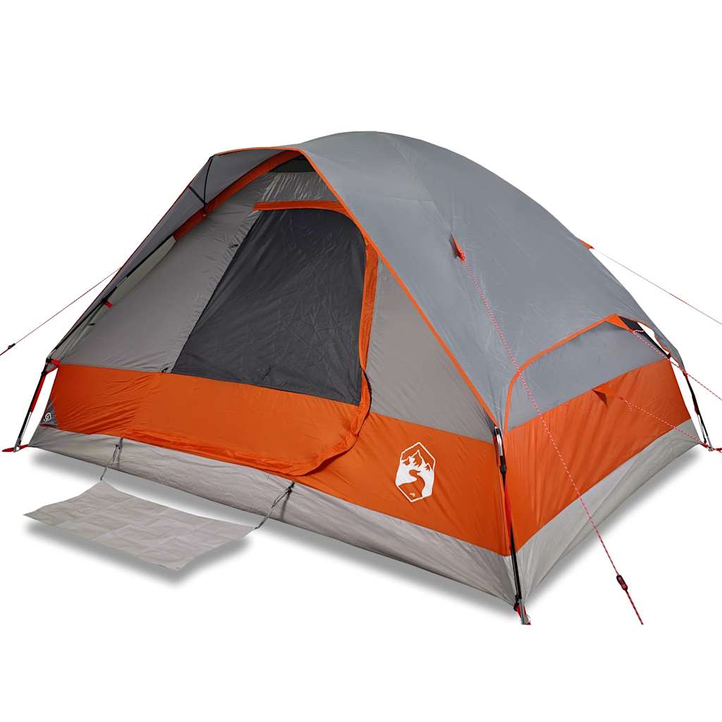 Tente familiale à dôme 6 personnes gris et orange imperméable Tentes vidaXL