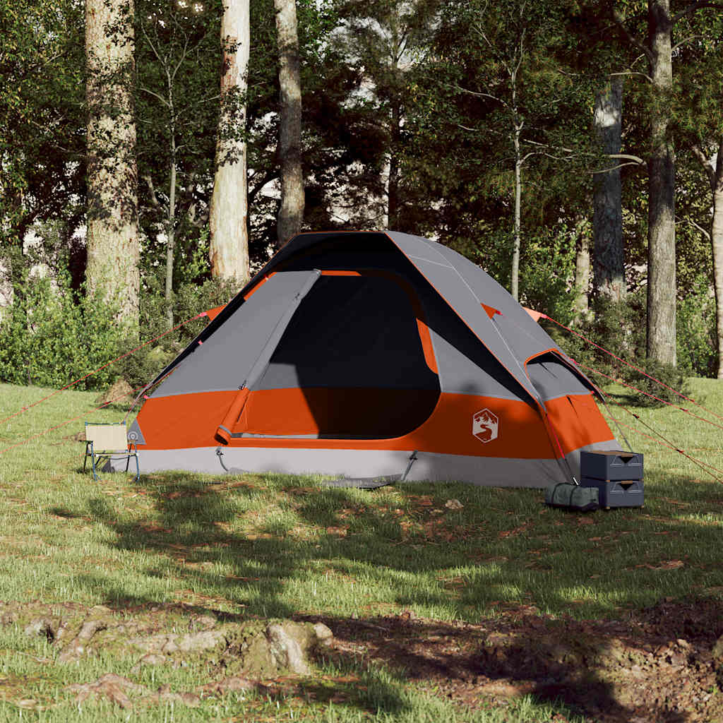 Tente familiale à dôme 6 personnes gris et orange imperméable Tentes vidaXL