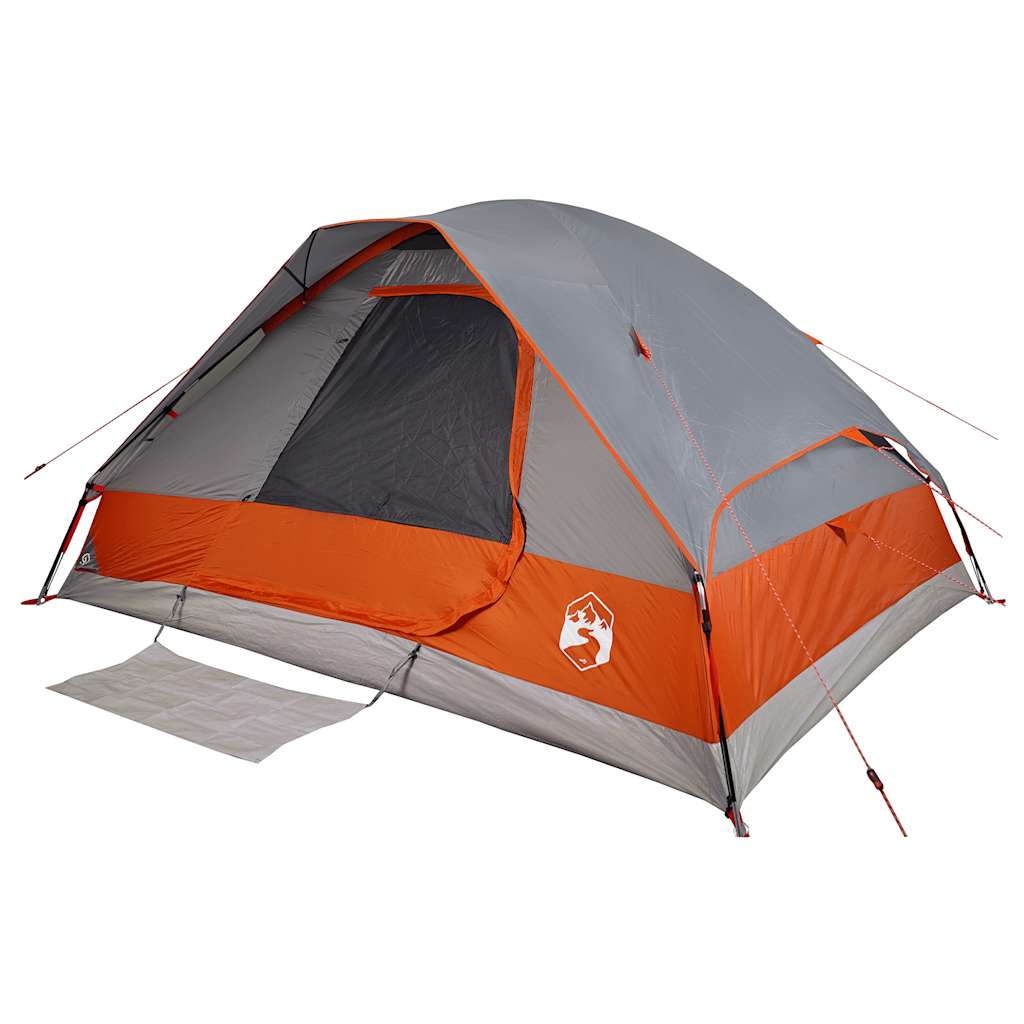 Tente familiale à dôme 6 personnes gris et orange imperméable Tentes vidaXL