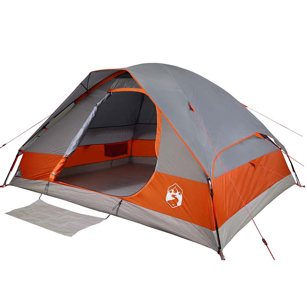 Tente familiale à dôme 6 personnes gris et orange imperméable Tentes vidaXL