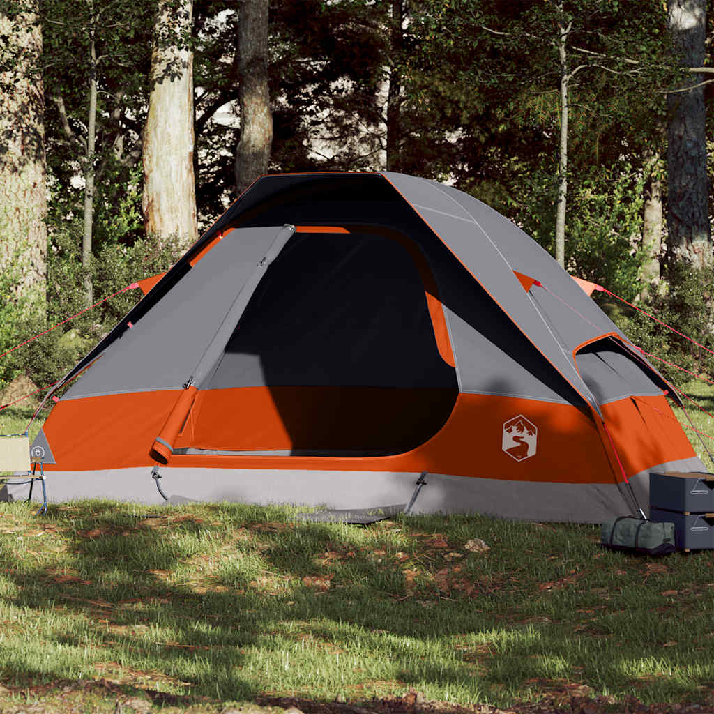 Tente familiale à dôme 6 personnes gris et orange imperméable Tentes vidaXL