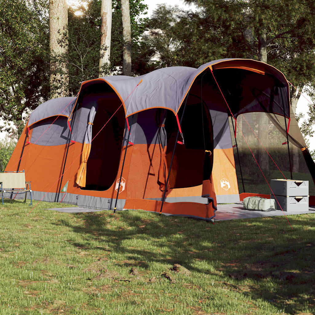 Tente familiale tunnel 8 personnes gris et orange imperméable Tentes vidaXL